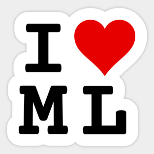 I Love ML | Stylized Abbreviation Heart Logo Black Sticker